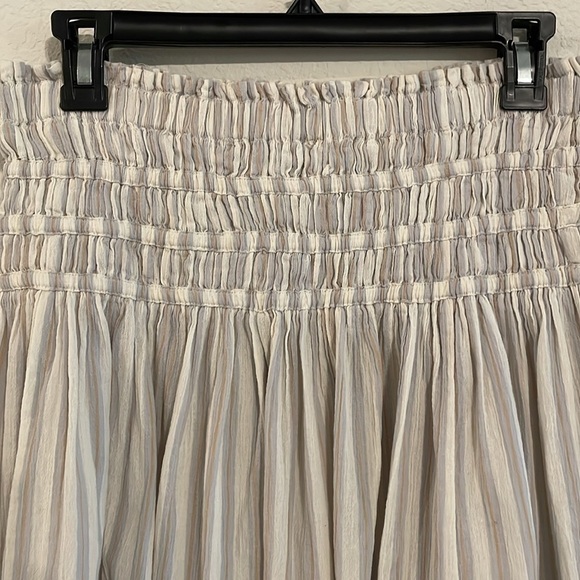 Madewell Women Skirt Small Smocked Pull On Mini Cool Fog Striped Coastal Cowgirl - Picture 5 of 11